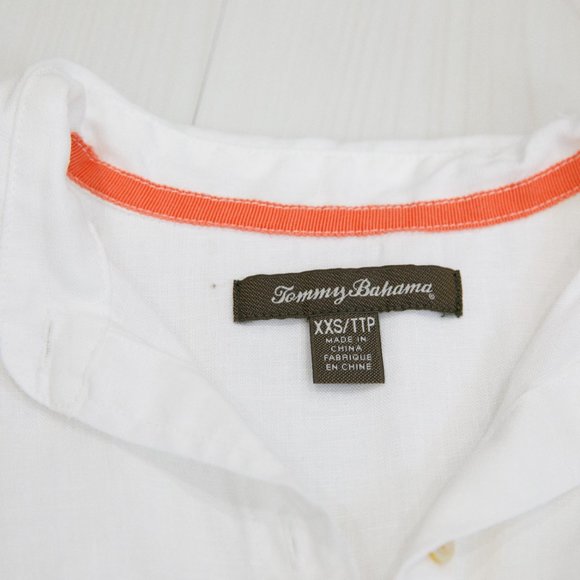 Tommy Bahama White Linen Shirt XXS - Picture 8 of 8